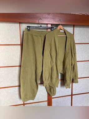 Free People Beach Hailee Green Cardigan Set Large